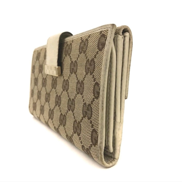 Gucci Cream and Brown Monogram Wallet - Picture 5 of 10